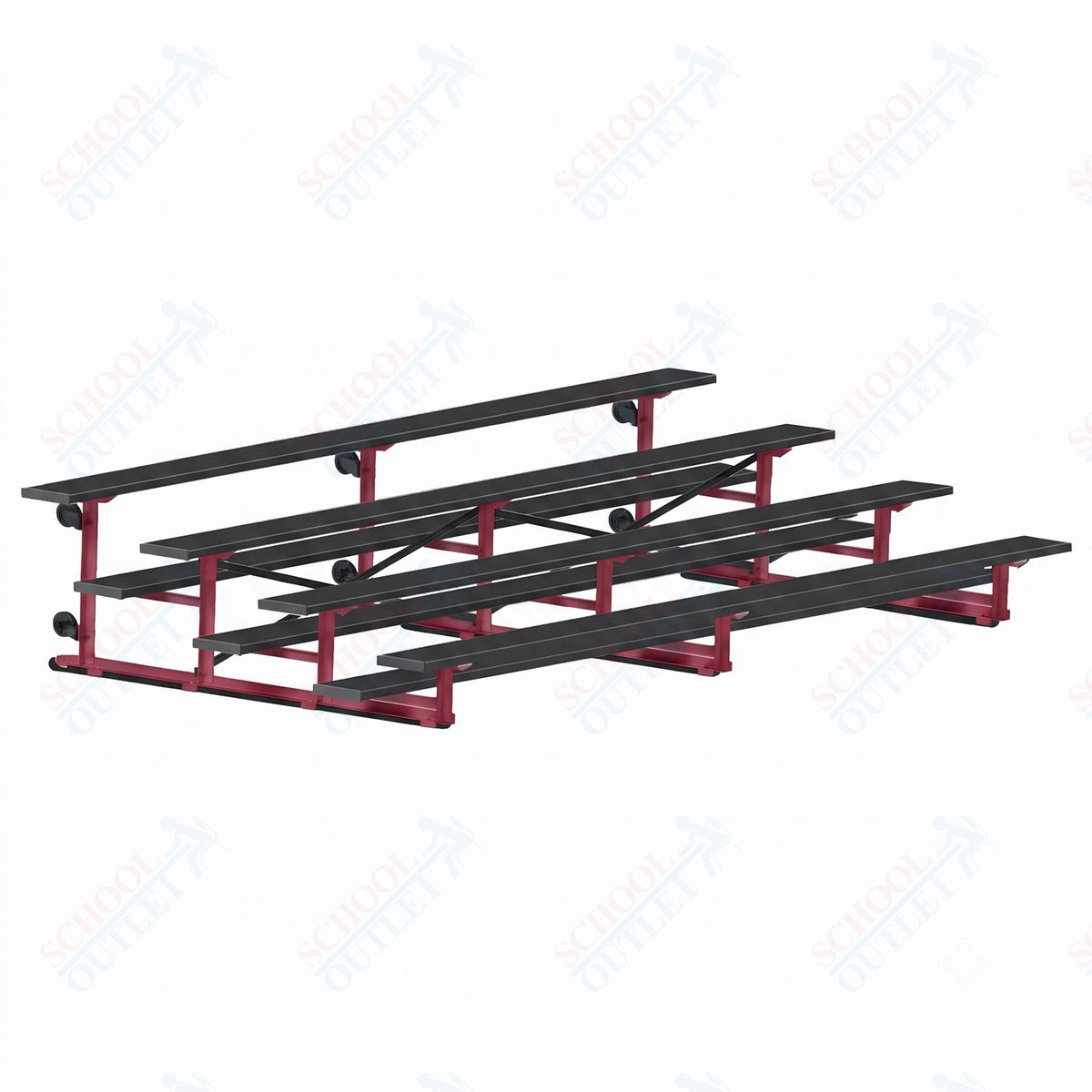 Jaypro Sports Bleacher - 4 Row - Tip & Roll, Single Foot Plank, Powder Coated - 15' L (BLCH-4TRGPC) - SchoolOutlet