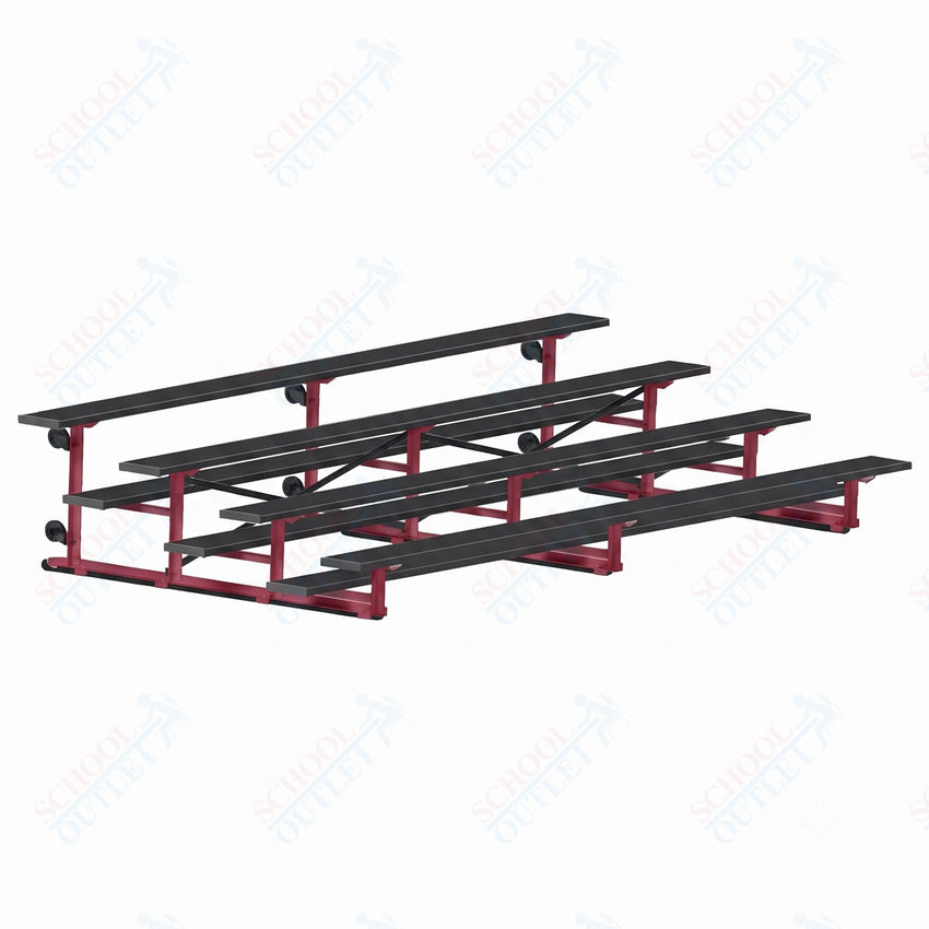 Jaypro Sports Bleacher - 4 Row - Tip & Roll, Single Foot Plank, Powder Coated - 15' L (BLCH-4TRGPC) - SchoolOutlet