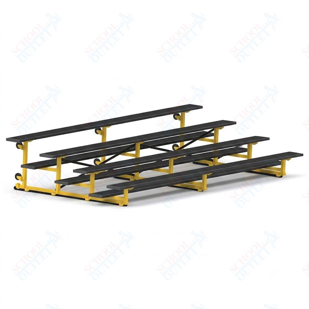 Jaypro Sports Bleacher - 4 Row - Tip & Roll, Single Foot Plank, Powder Coated - 15' L (BLCH-4TRGPC) - SchoolOutlet