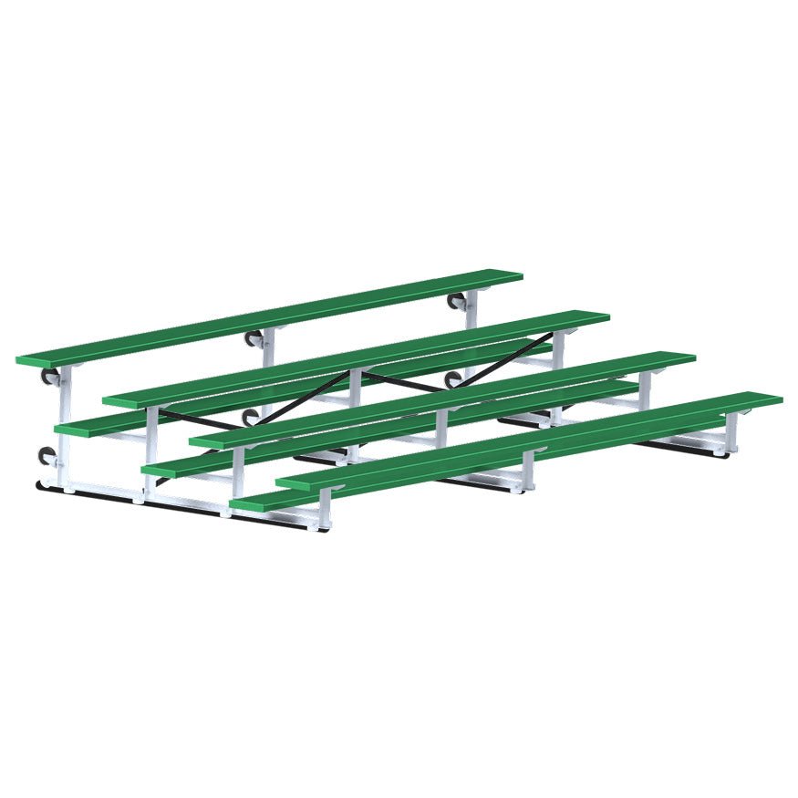 Jaypro Sports Bleacher - 4 Row - Tip & Roll, Single Foot Plank, Powder Coated - 15' L (BLCH-4TRGPC) - SchoolOutlet