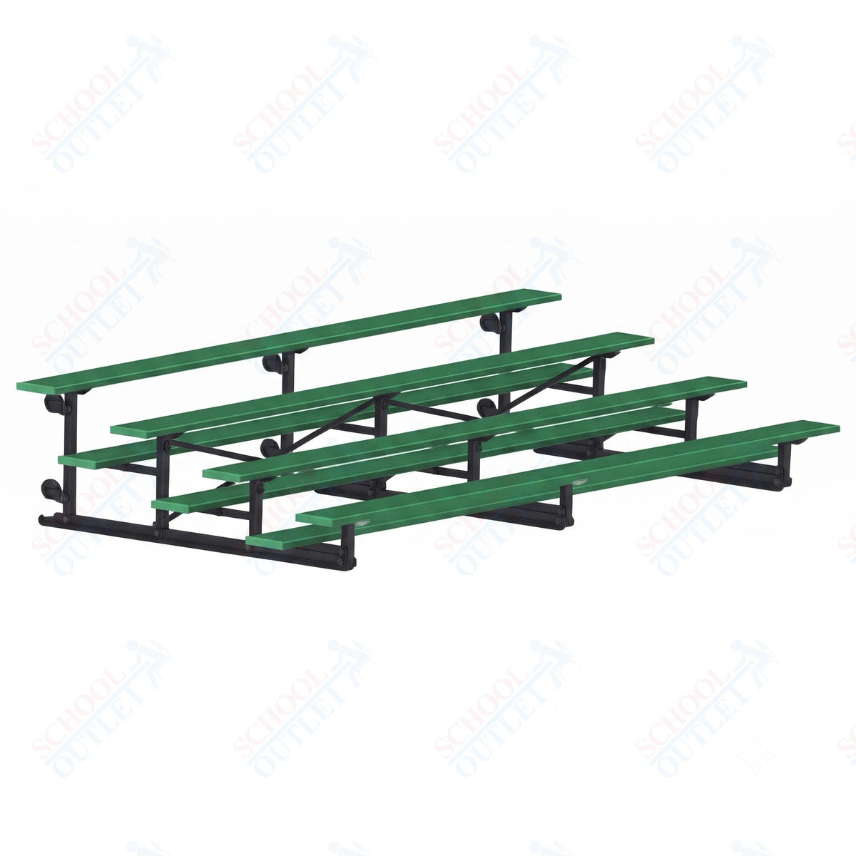 Jaypro Sports Bleacher - 4 Row - Tip & Roll, Single Foot Plank, Powder Coated - 15' L (BLCH-4TRGPC) - SchoolOutlet