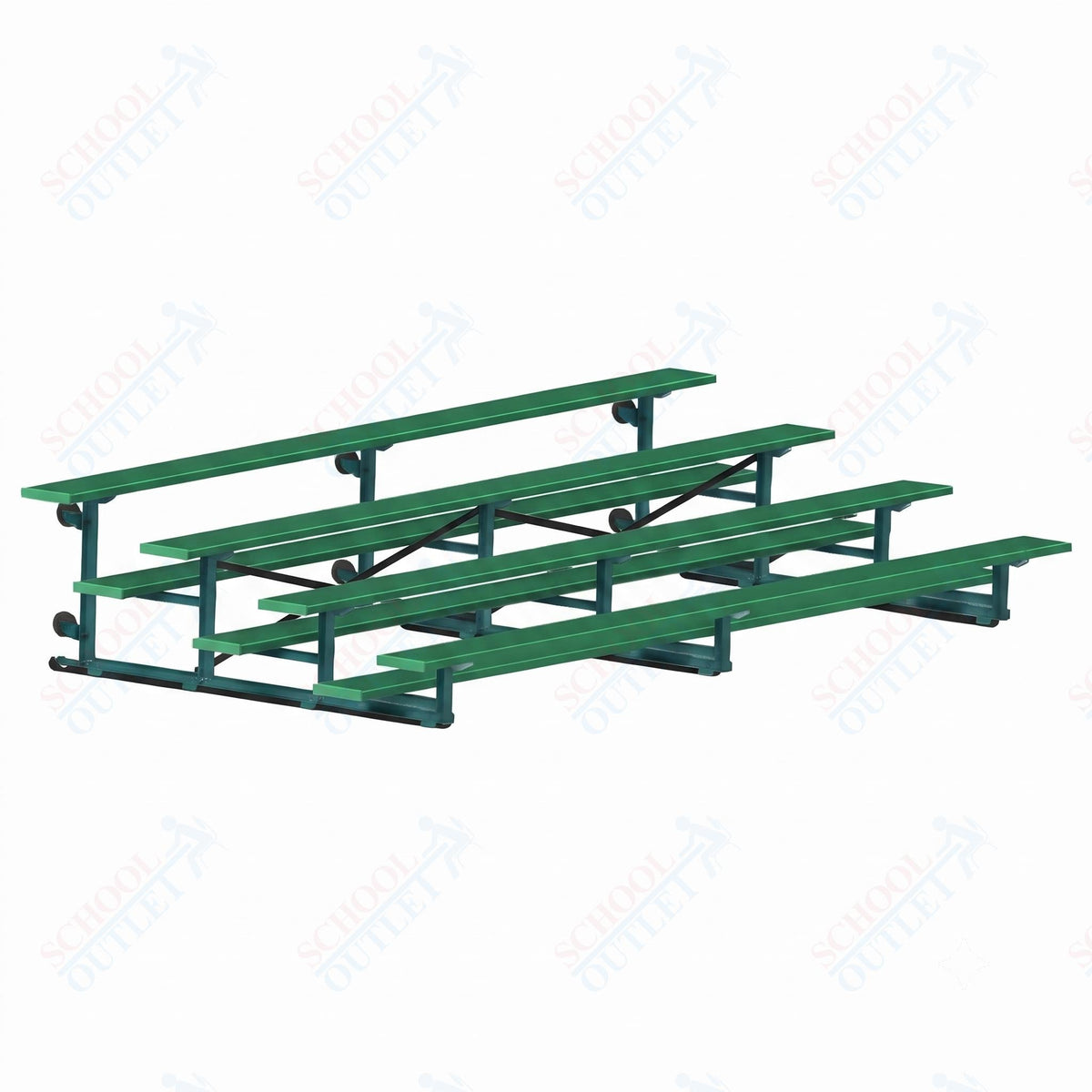 Jaypro Sports Bleacher - 4 Row - Tip & Roll, Single Foot Plank, Powder Coated - 15' L (BLCH-4TRGPC) - SchoolOutlet