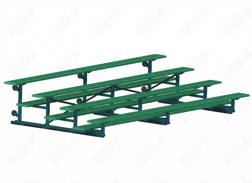 Jaypro Sports Bleacher - 4 Row - Tip & Roll, Single Foot Plank, Powder Coated - 15' L (BLCH-4TRGPC) - SchoolOutlet
