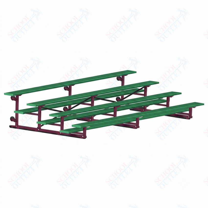 Jaypro Sports Bleacher - 4 Row - Tip & Roll, Single Foot Plank, Powder Coated - 15' L (BLCH-4TRGPC) - SchoolOutlet