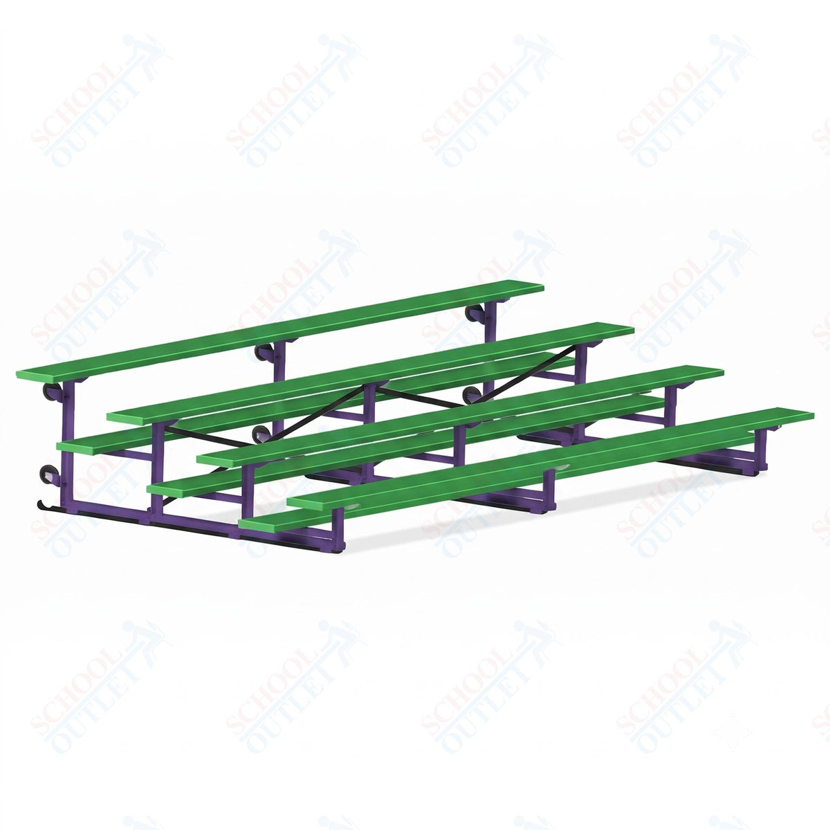 Jaypro Sports Bleacher - 4 Row - Tip & Roll, Single Foot Plank, Powder Coated - 15' L (BLCH-4TRGPC) - SchoolOutlet