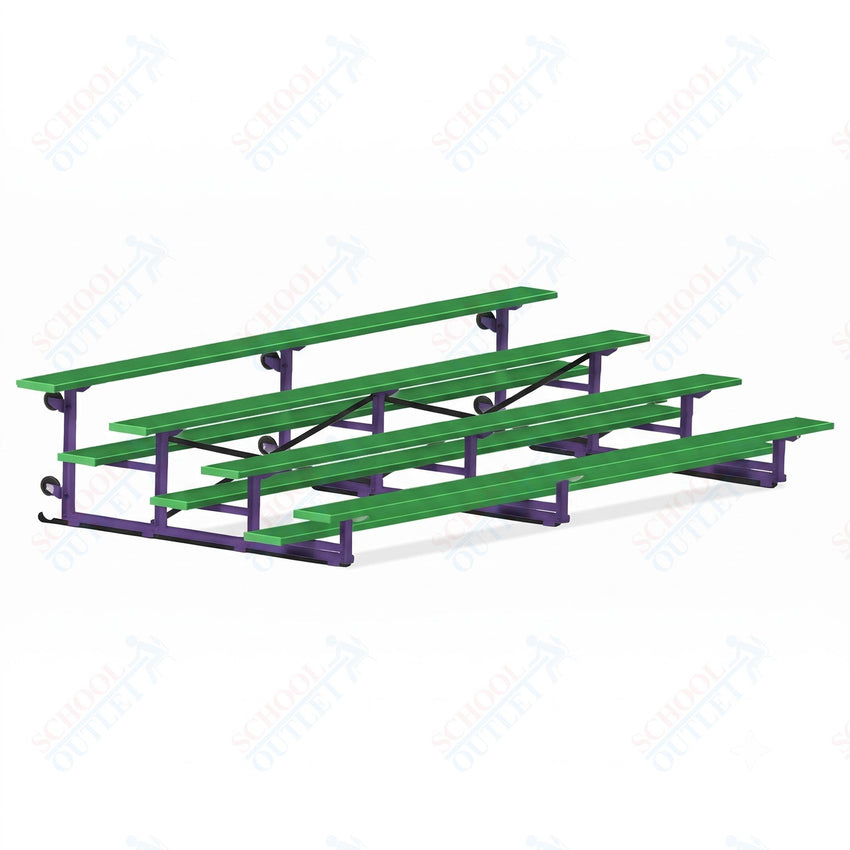 Jaypro Sports Bleacher - 4 Row - Tip & Roll, Single Foot Plank, Powder Coated - 15' L (BLCH-4TRGPC) - SchoolOutlet
