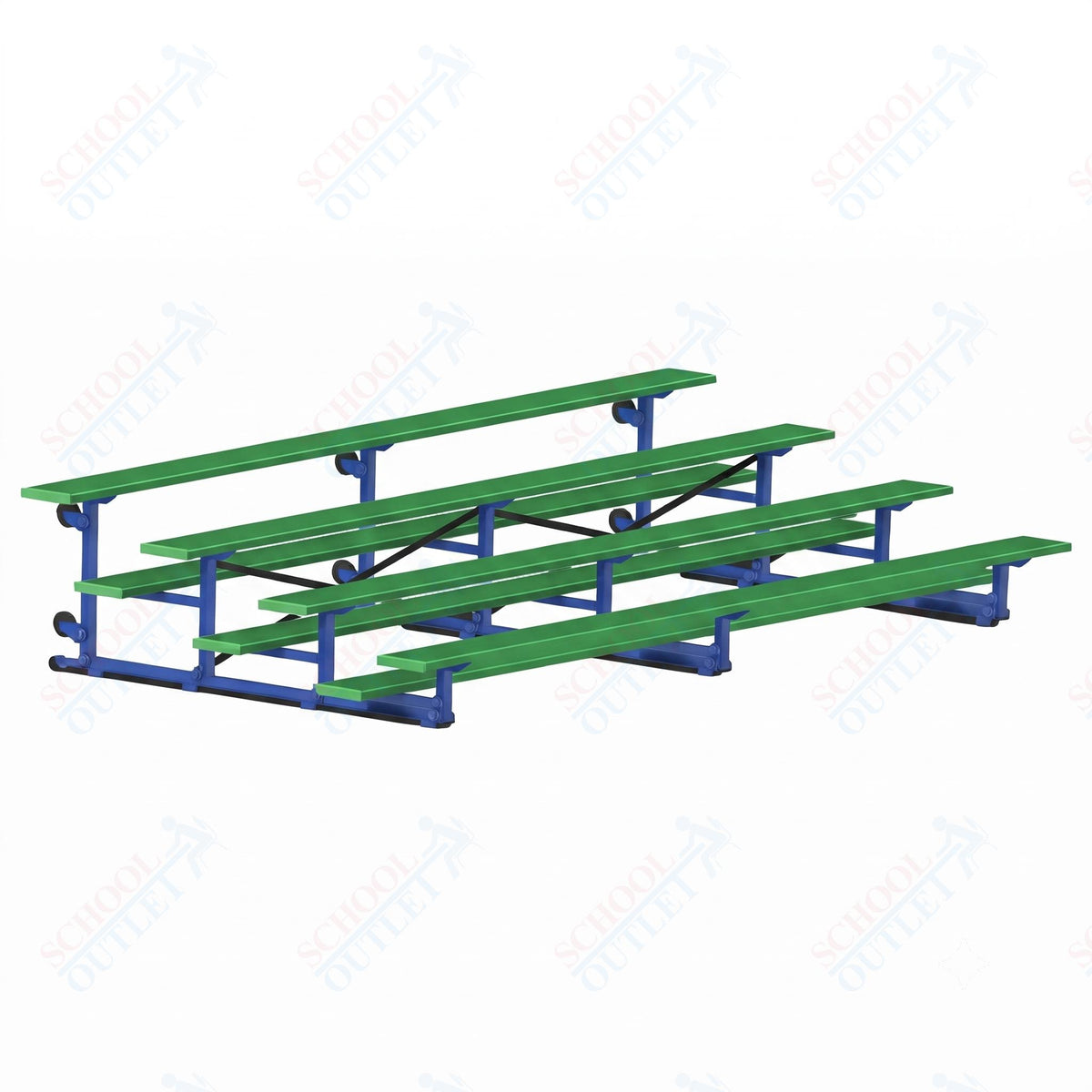 Jaypro Sports Bleacher - 4 Row - Tip & Roll, Single Foot Plank, Powder Coated - 15' L (BLCH-4TRGPC) - SchoolOutlet
