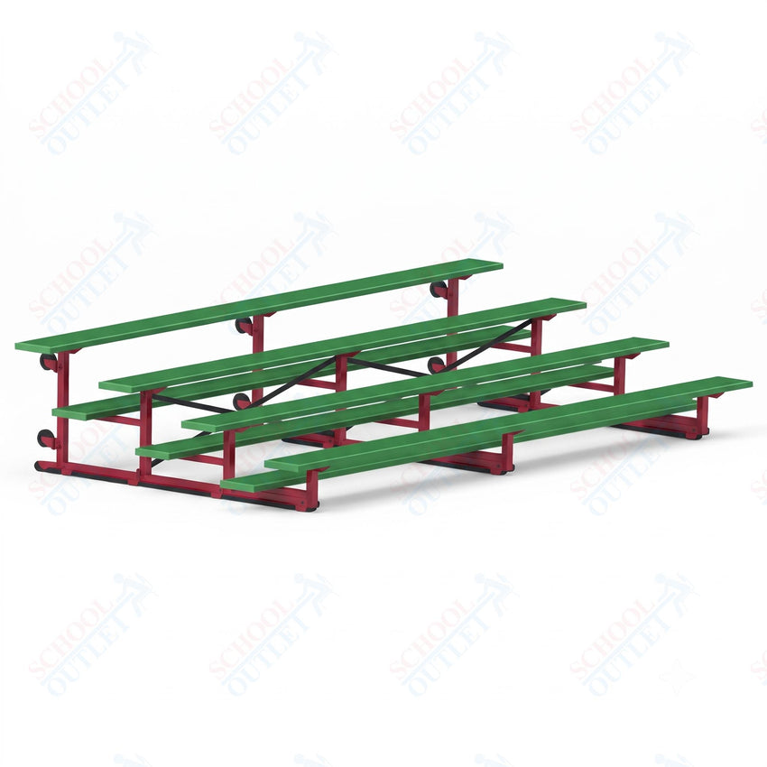 Jaypro Sports Bleacher - 4 Row - Tip & Roll, Single Foot Plank, Powder Coated - 15' L (BLCH-4TRGPC) - SchoolOutlet