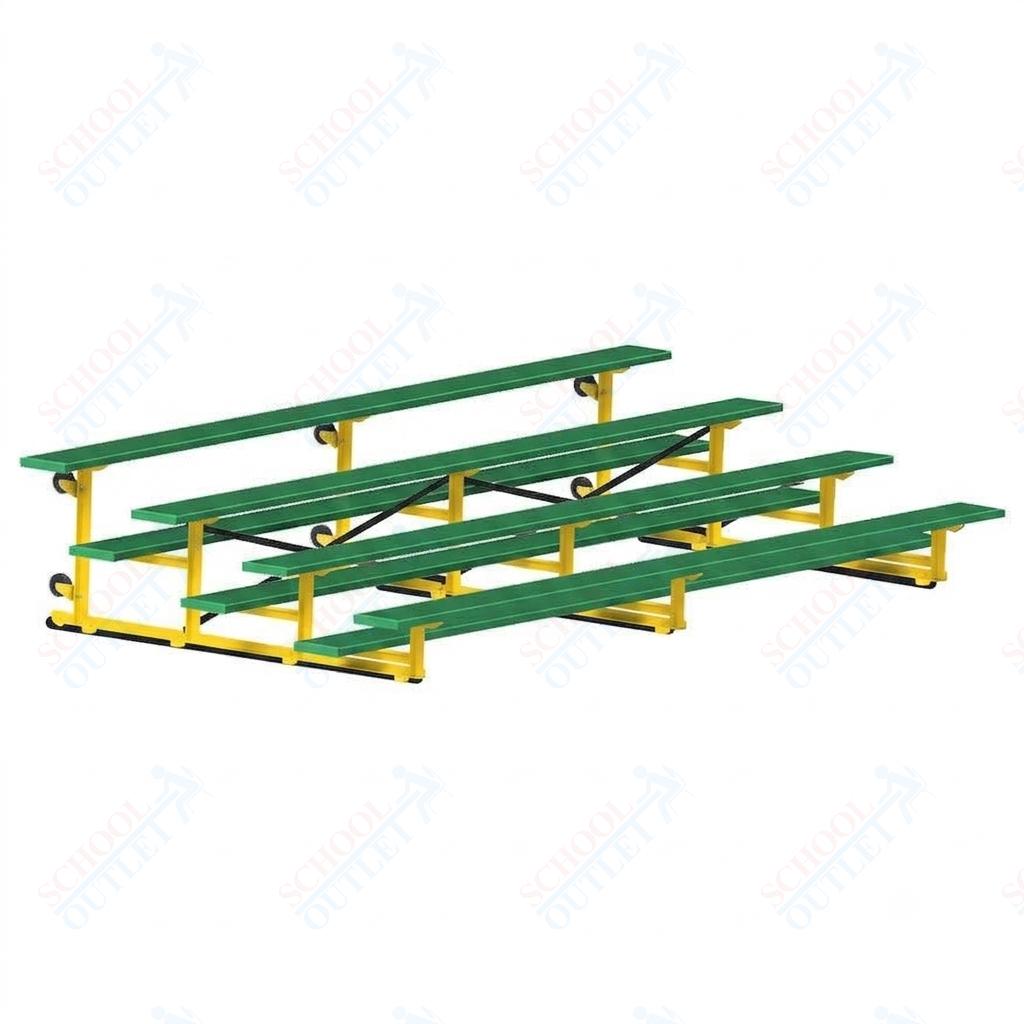 Jaypro Sports Bleacher - 4 Row - Tip & Roll, Single Foot Plank, Powder Coated - 15' L (BLCH-4TRGPC) - SchoolOutlet