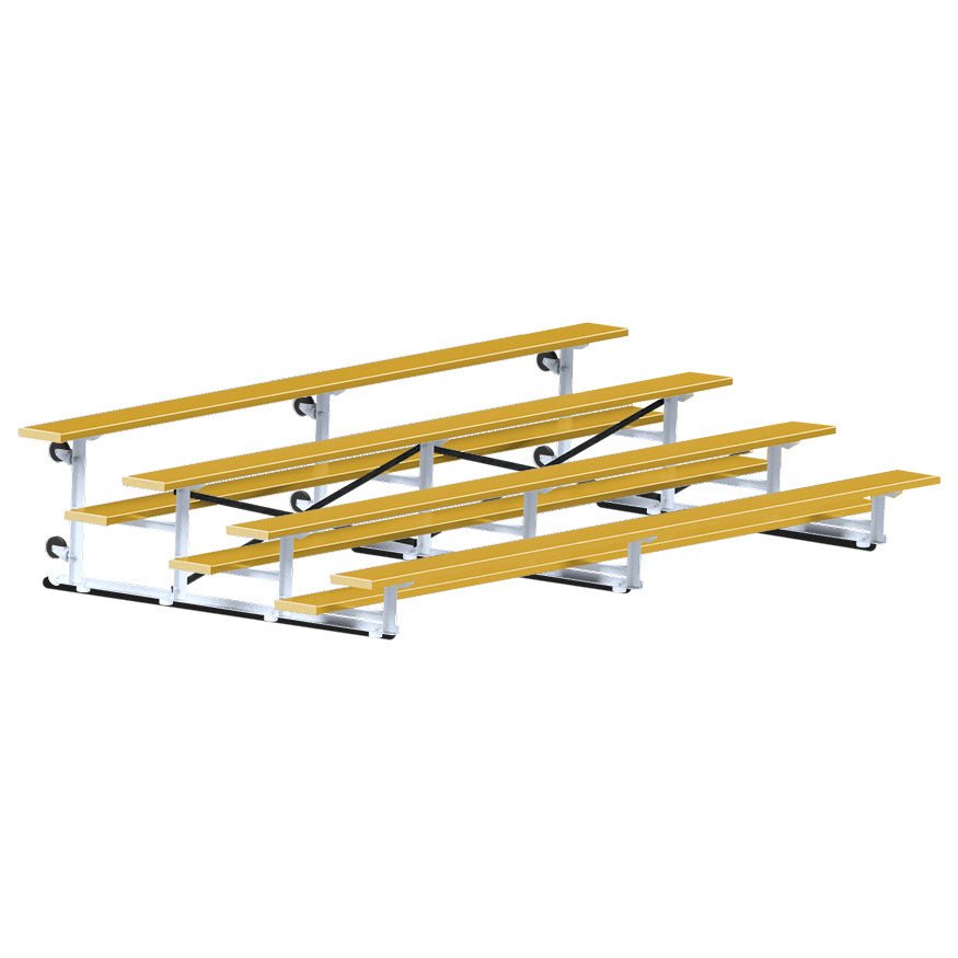 Jaypro Sports Bleacher - 4 Row - Tip & Roll, Single Foot Plank, Powder Coated - 15' L (BLCH - 4TRGPC) - SchoolOutlet