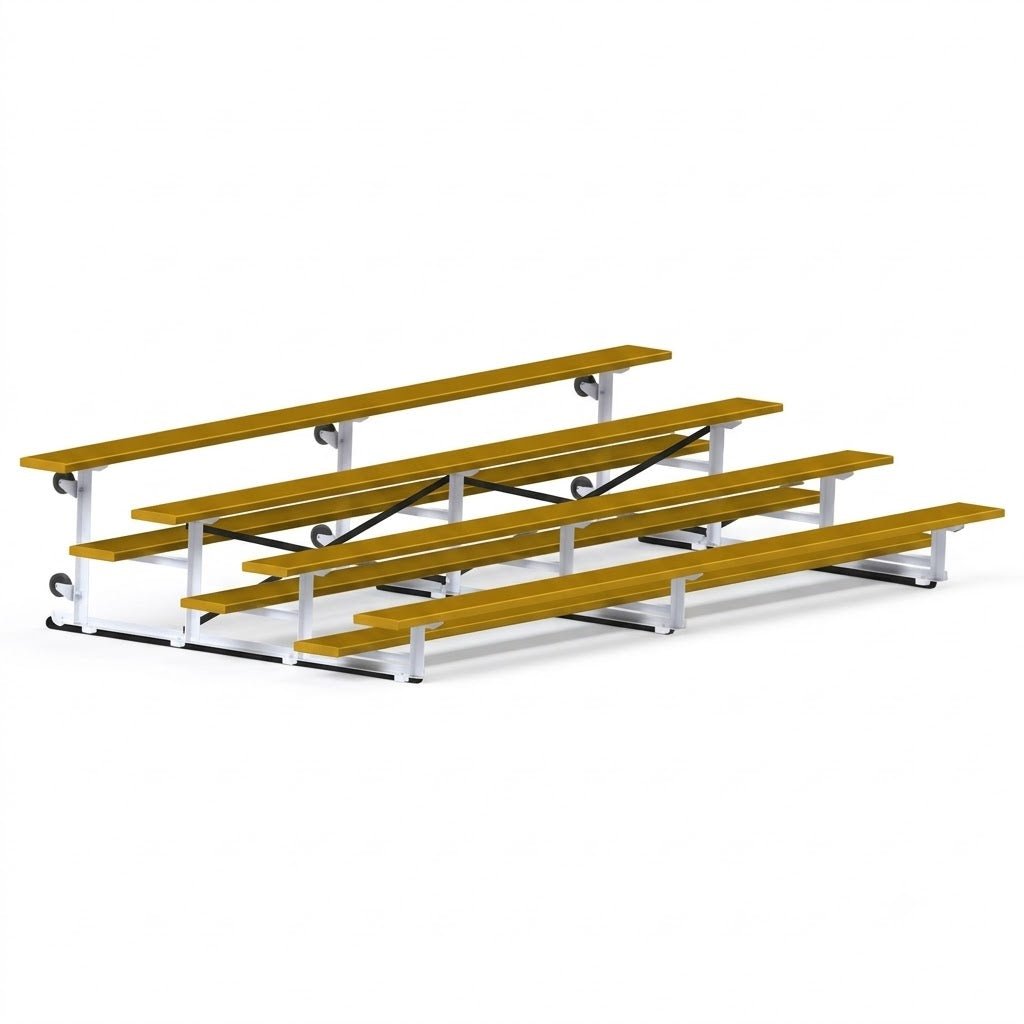 Jaypro Sports Bleacher - 4 Row - Tip & Roll, Single Foot Plank, Powder Coated - 15' L (BLCH-4TRGPC) - SchoolOutlet
