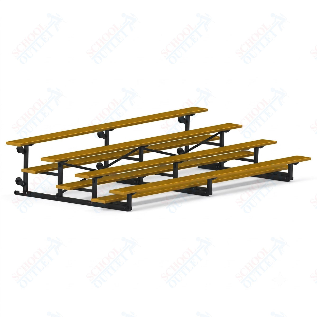Jaypro Sports Bleacher - 4 Row - Tip & Roll, Single Foot Plank, Powder Coated - 15' L (BLCH-4TRGPC) - SchoolOutlet