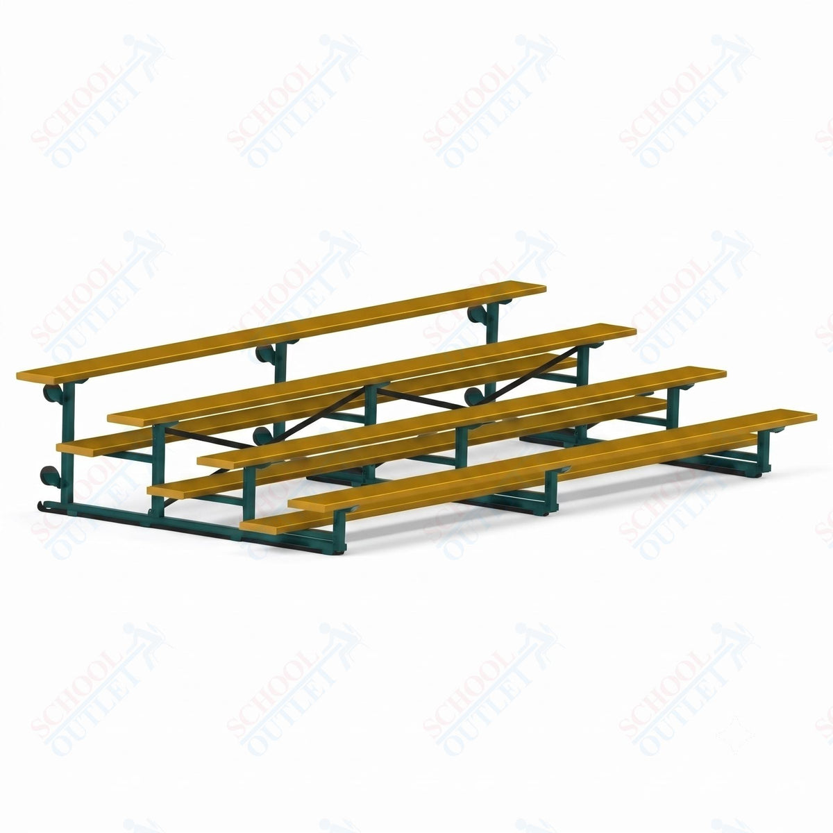 Jaypro Sports Bleacher - 4 Row - Tip & Roll, Single Foot Plank, Powder Coated - 15' L (BLCH-4TRGPC) - SchoolOutlet