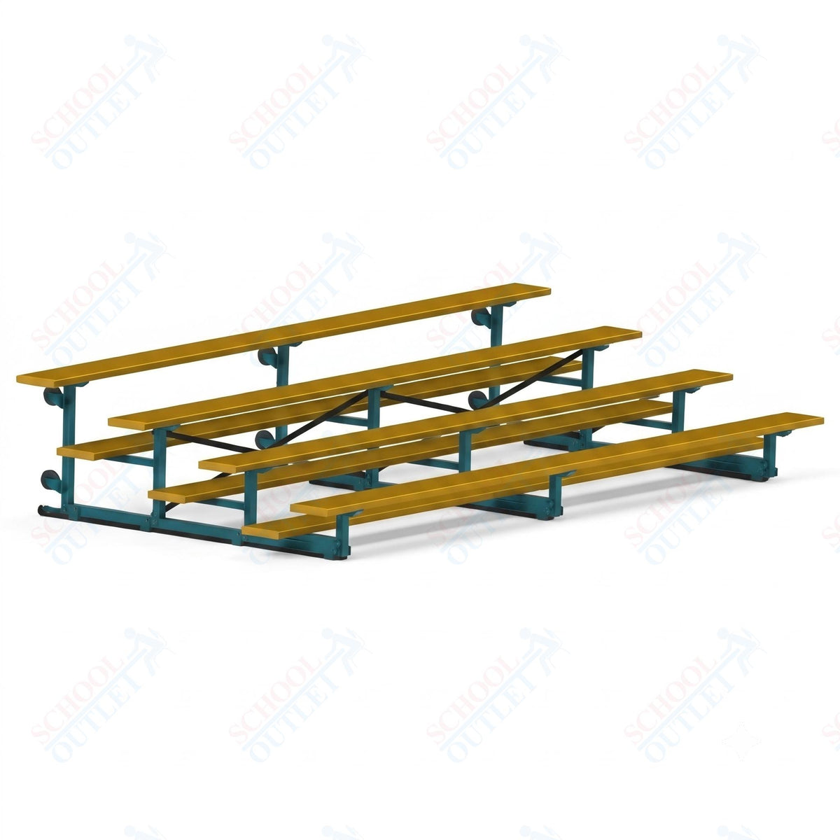 Jaypro Sports Bleacher - 4 Row - Tip & Roll, Single Foot Plank, Powder Coated - 15' L (BLCH-4TRGPC) - SchoolOutlet