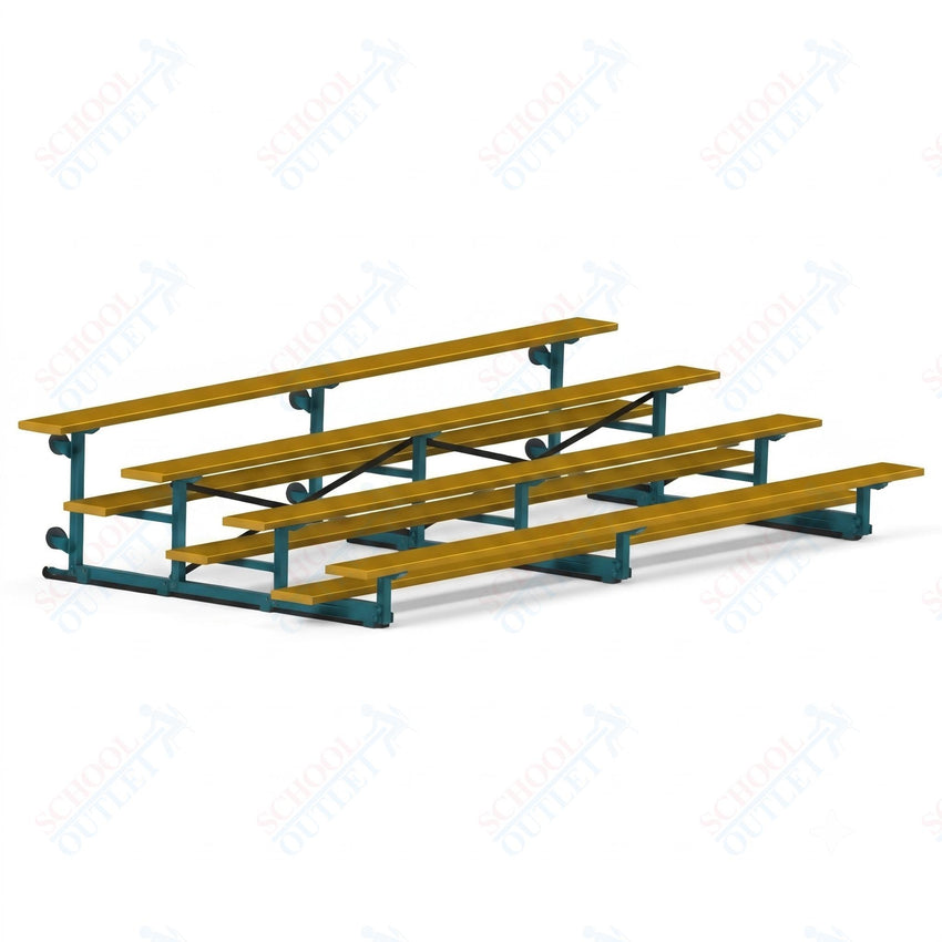 Jaypro Sports Bleacher - 4 Row - Tip & Roll, Single Foot Plank, Powder Coated - 15' L (BLCH-4TRGPC) - SchoolOutlet