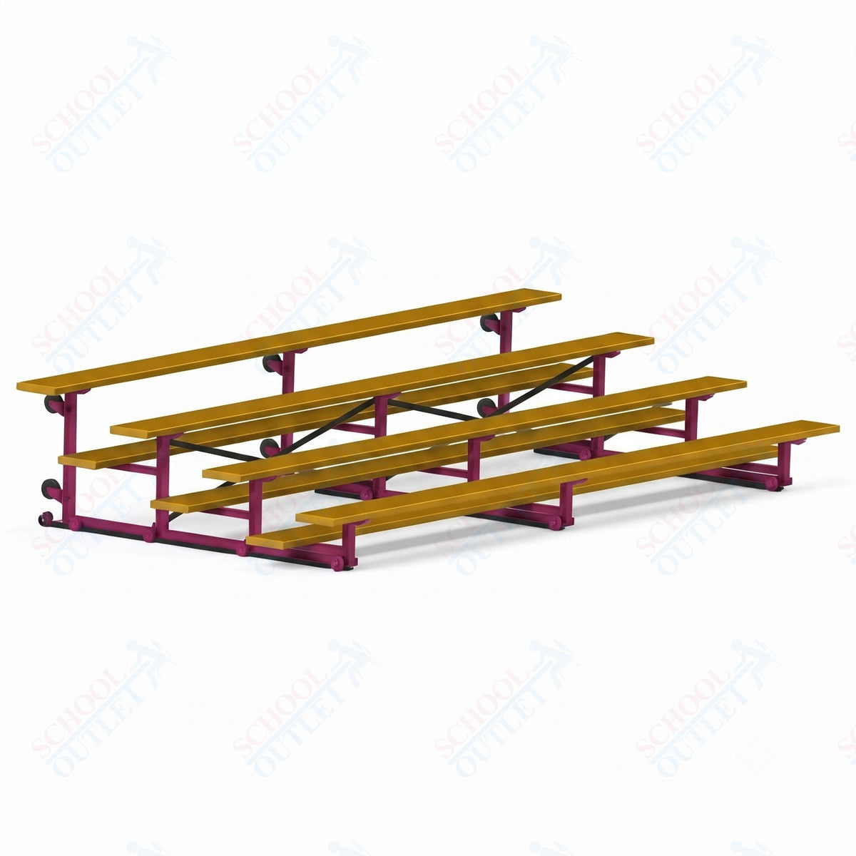 Jaypro Sports Bleacher - 4 Row - Tip & Roll, Single Foot Plank, Powder Coated - 15' L (BLCH-4TRGPC) - SchoolOutlet