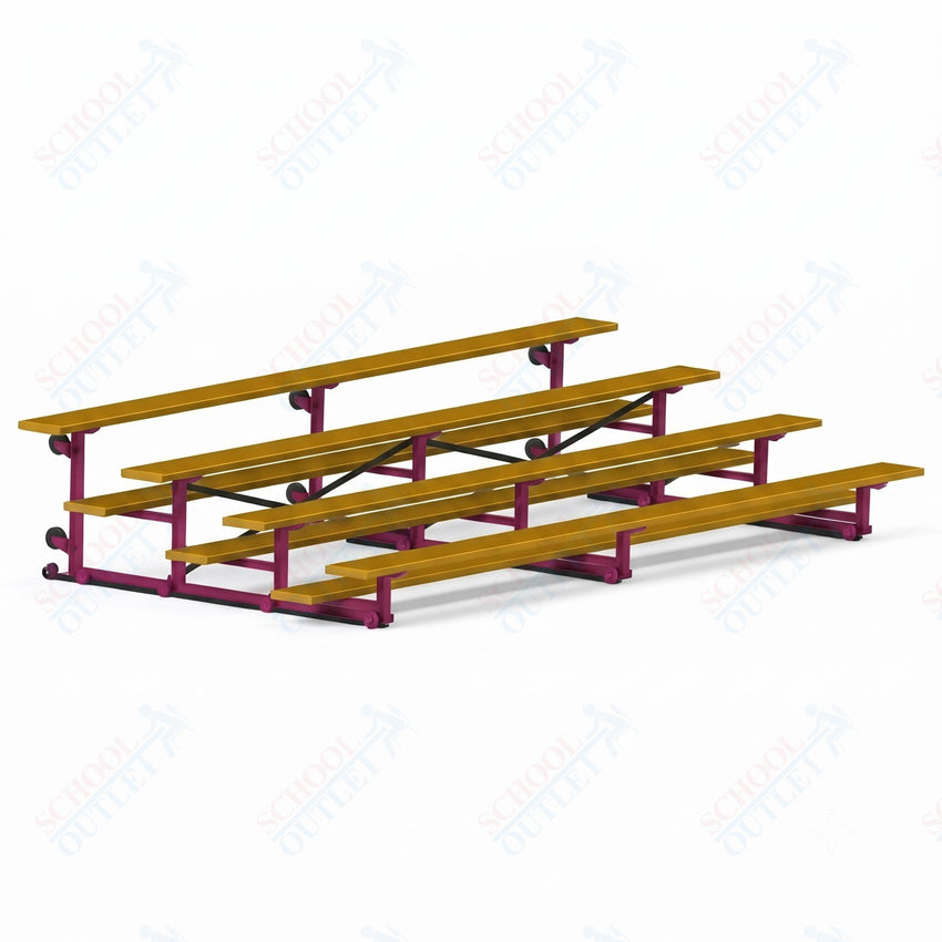 Jaypro Sports Bleacher - 4 Row - Tip & Roll, Single Foot Plank, Powder Coated - 15' L (BLCH-4TRGPC) - SchoolOutlet