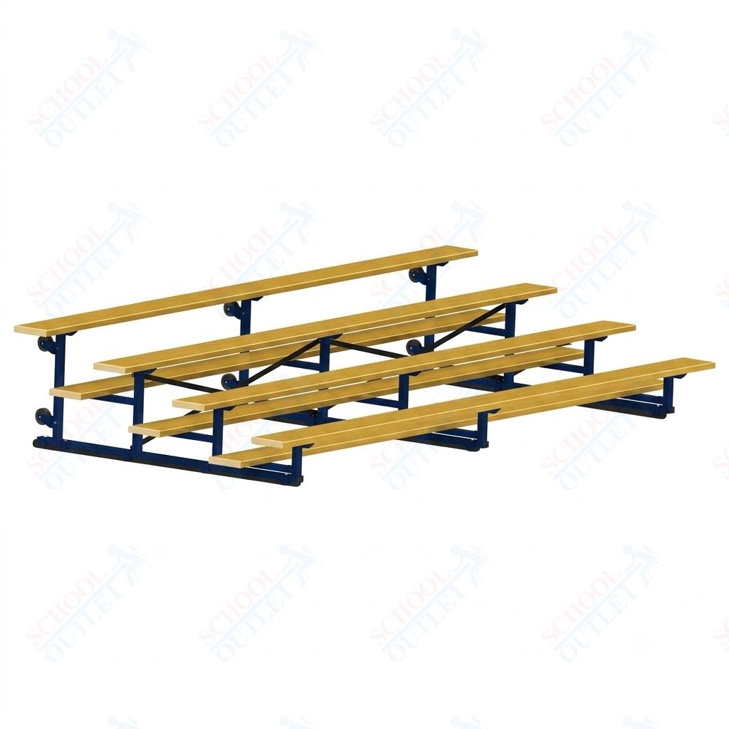 Jaypro Sports Bleacher - 4 Row - Tip & Roll, Single Foot Plank, Powder Coated - 15' L (BLCH-4TRGPC) - SchoolOutlet