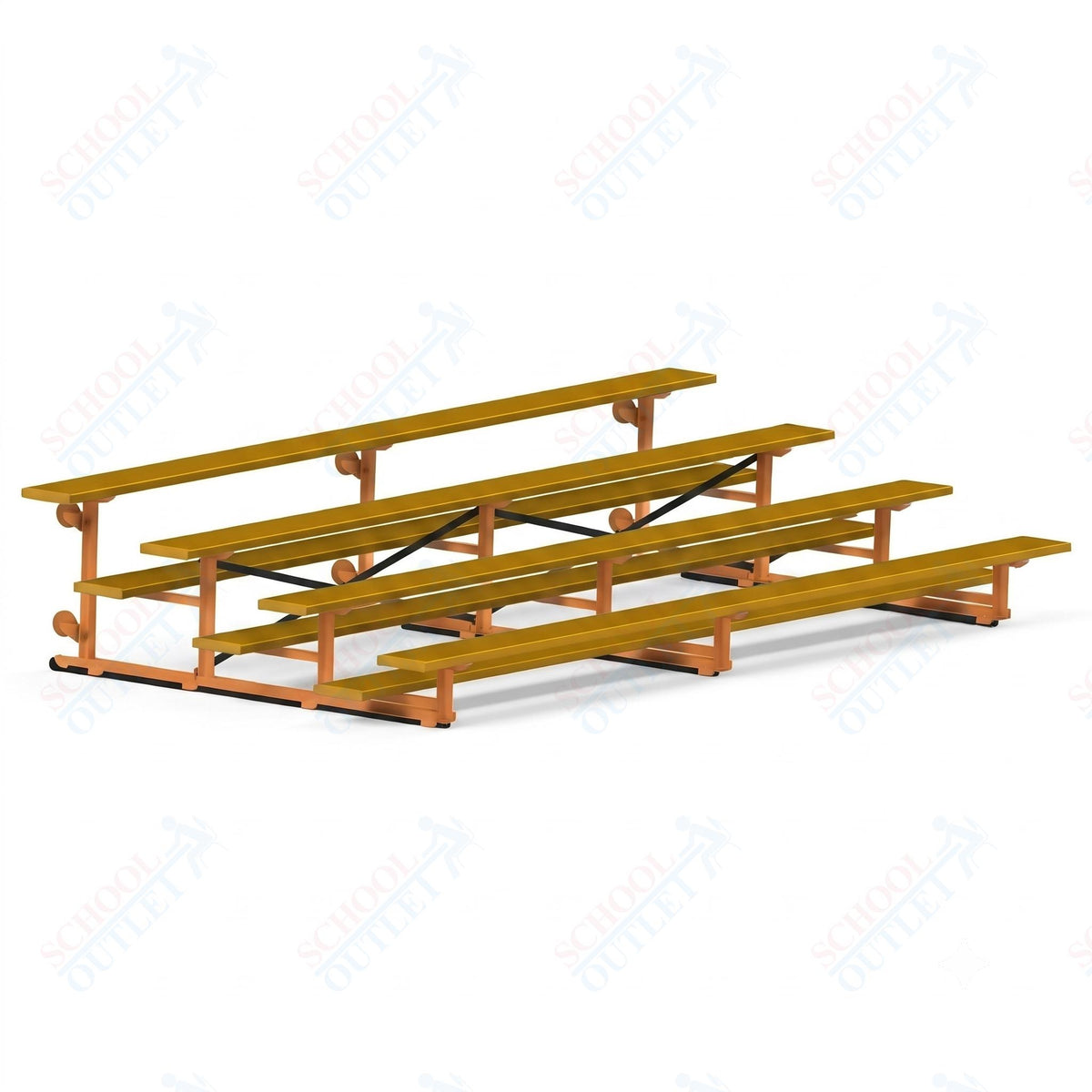 Jaypro Sports Bleacher - 4 Row - Tip & Roll, Single Foot Plank, Powder Coated - 15' L (BLCH-4TRGPC) - SchoolOutlet