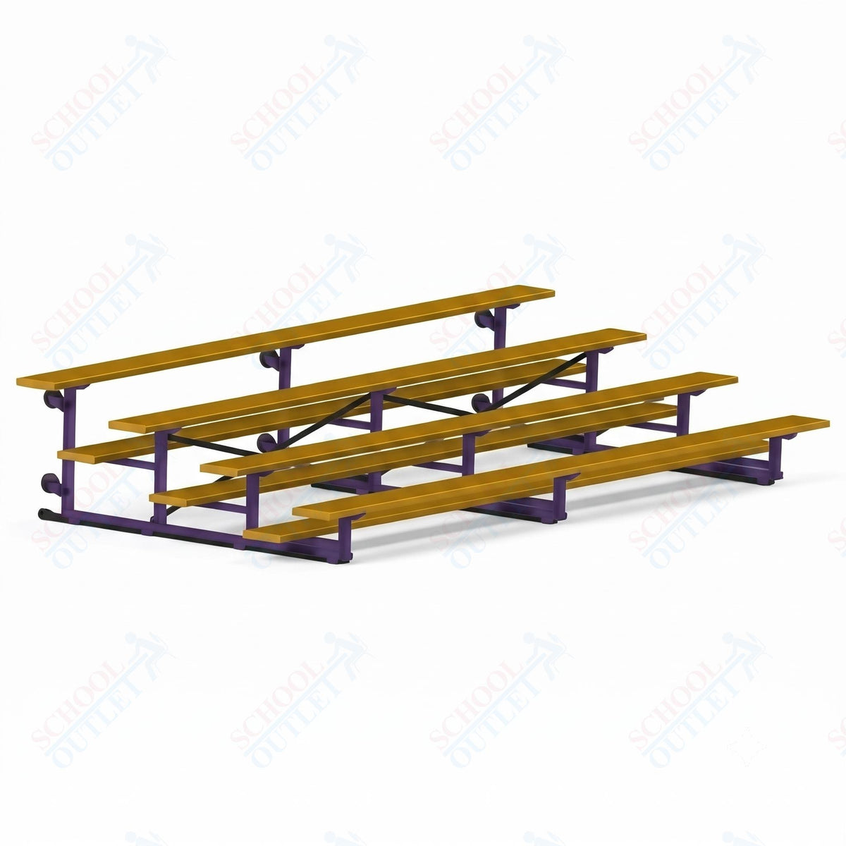 Jaypro Sports Bleacher - 4 Row - Tip & Roll, Single Foot Plank, Powder Coated - 15' L (BLCH-4TRGPC) - SchoolOutlet