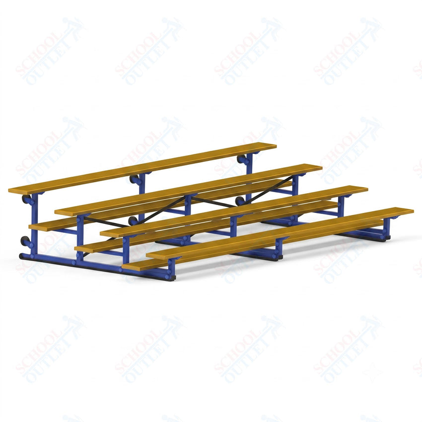 Jaypro Sports Bleacher - 4 Row - Tip & Roll, Single Foot Plank, Powder Coated - 15' L (BLCH-4TRGPC) - SchoolOutlet