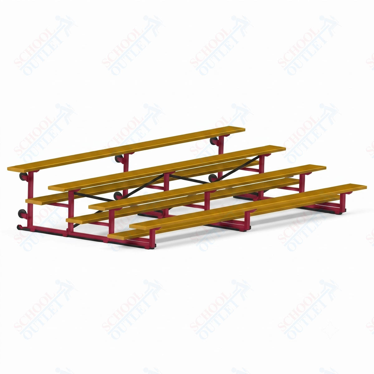Jaypro Sports Bleacher - 4 Row - Tip & Roll, Single Foot Plank, Powder Coated - 15' L (BLCH-4TRGPC) - SchoolOutlet