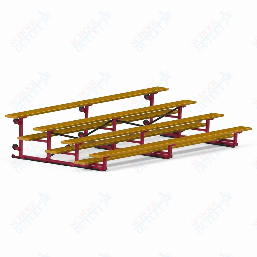 Jaypro Sports Bleacher - 4 Row - Tip & Roll, Single Foot Plank, Powder Coated - 15' L (BLCH-4TRGPC) - SchoolOutlet