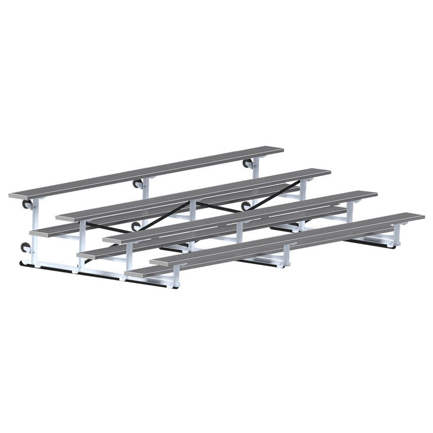 Jaypro Sports Bleacher - 4 Row - Tip & Roll, Single Foot Plank, Powder Coated - 15' L (BLCH - 4TRGPC) - SchoolOutlet