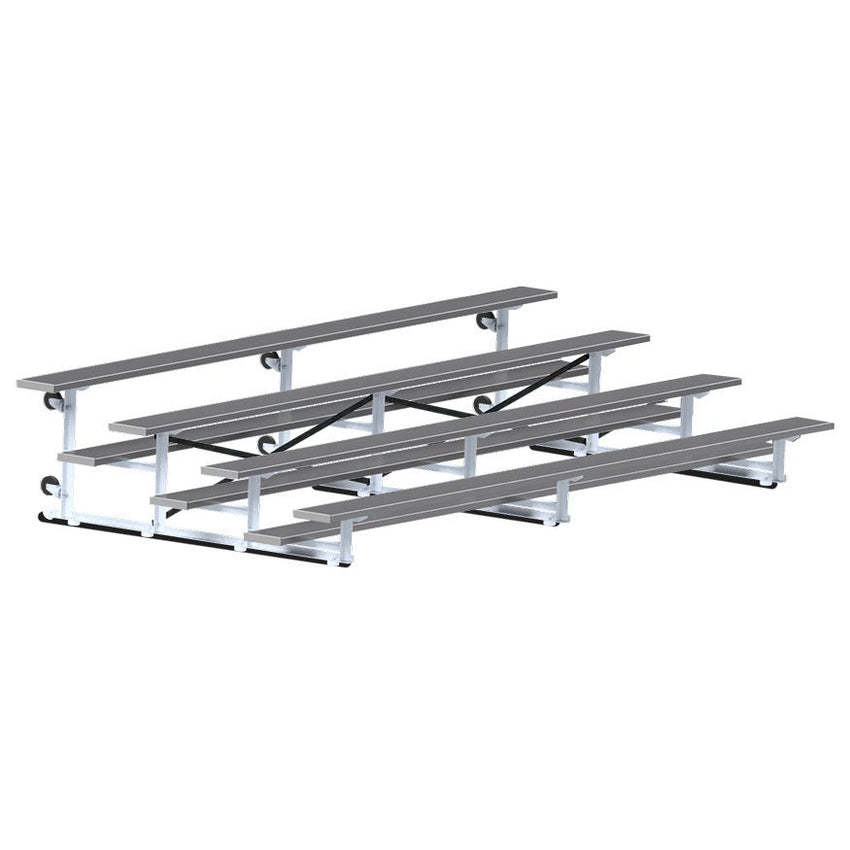 Jaypro Sports Bleacher - 4 Row - Tip & Roll, Single Foot Plank, Powder Coated - 15' L (BLCH - 4TRGPC) - SchoolOutlet