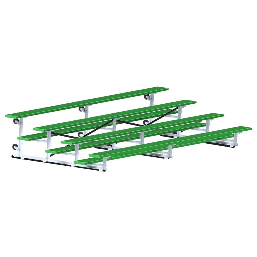 Jaypro Sports Bleacher - 4 Row - Tip & Roll, Single Foot Plank, Powder Coated - 15' L (BLCH-4TRGPC) - SchoolOutlet