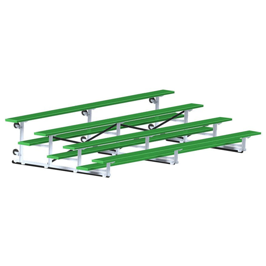 Jaypro Sports Bleacher - 4 Row - Tip & Roll, Single Foot Plank, Powder Coated - 15' L (BLCH-4TRGPC) - SchoolOutlet