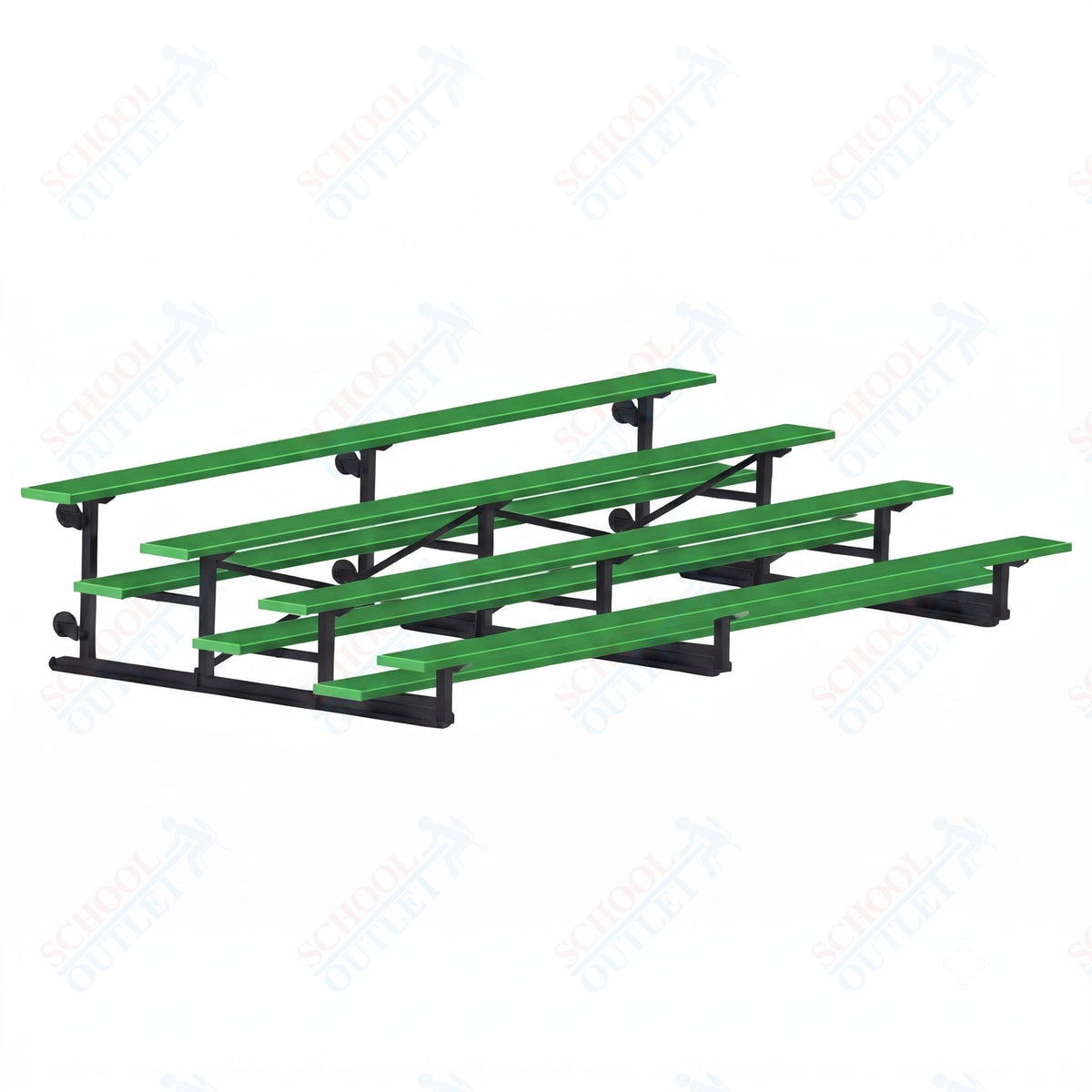 Jaypro Sports Bleacher - 4 Row - Tip & Roll, Single Foot Plank, Powder Coated - 15' L (BLCH-4TRGPC) - SchoolOutlet