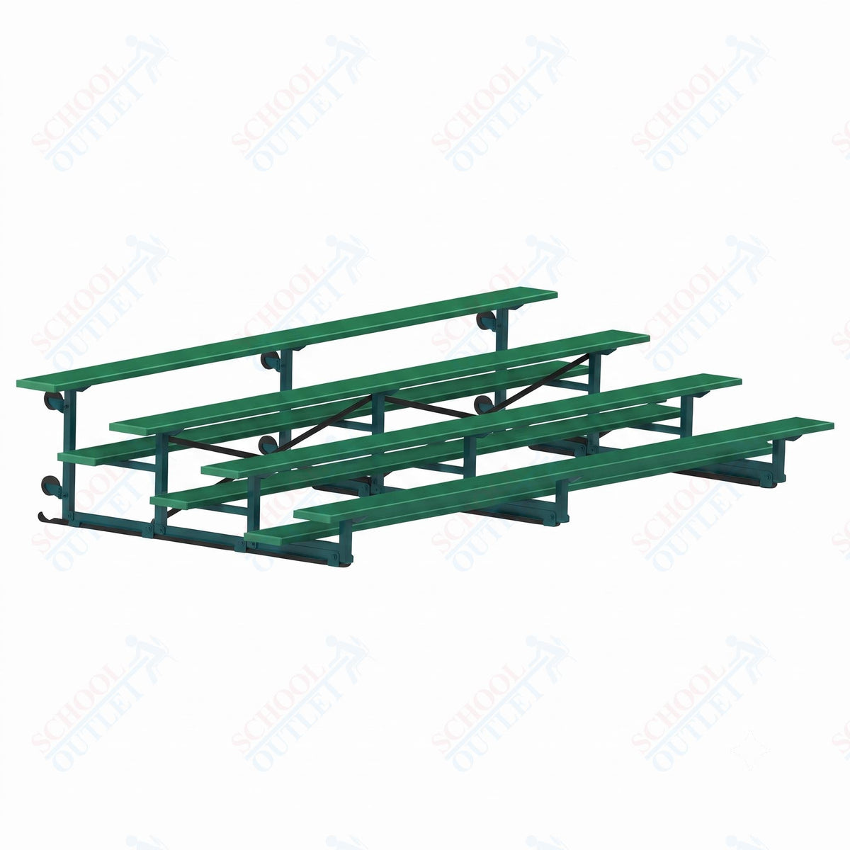 Jaypro Sports Bleacher - 4 Row - Tip & Roll, Single Foot Plank, Powder Coated - 15' L (BLCH-4TRGPC) - SchoolOutlet