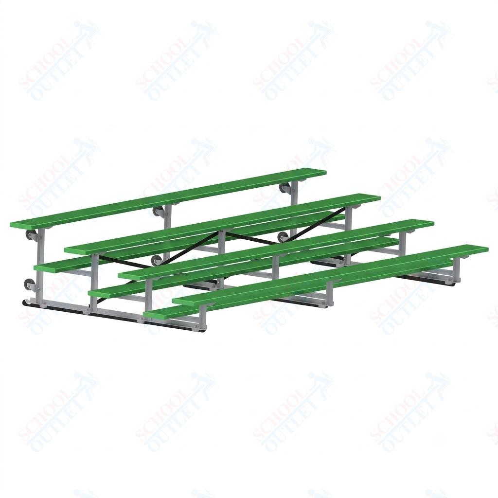 Jaypro Sports Bleacher - 4 Row - Tip & Roll, Single Foot Plank, Powder Coated - 15' L (BLCH-4TRGPC) - SchoolOutlet