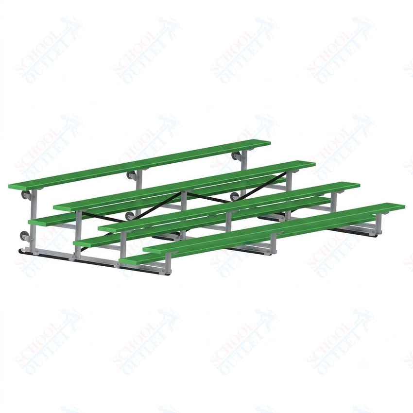 Jaypro Sports Bleacher - 4 Row - Tip & Roll, Single Foot Plank, Powder Coated - 15' L (BLCH-4TRGPC) - SchoolOutlet