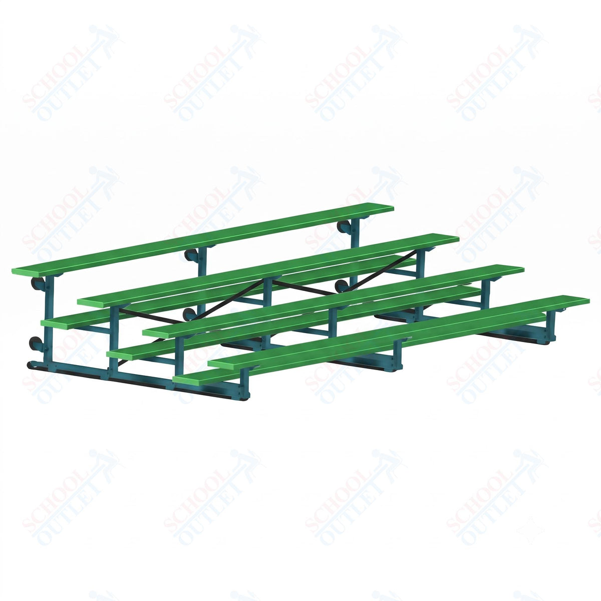 Jaypro Sports Bleacher - 4 Row - Tip & Roll, Single Foot Plank, Powder Coated - 15' L (BLCH-4TRGPC) - SchoolOutlet
