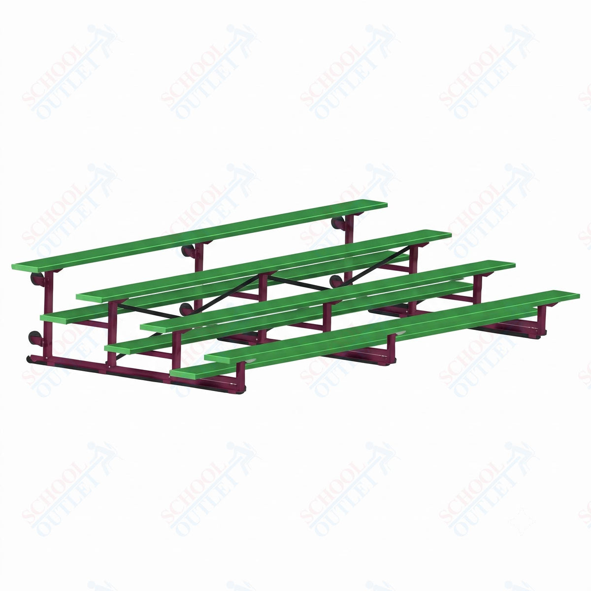 Jaypro Sports Bleacher - 4 Row - Tip & Roll, Single Foot Plank, Powder Coated - 15' L (BLCH-4TRGPC) - SchoolOutlet
