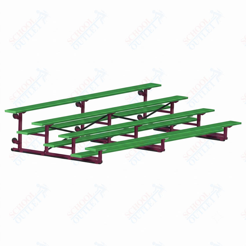 Jaypro Sports Bleacher - 4 Row - Tip & Roll, Single Foot Plank, Powder Coated - 15' L (BLCH-4TRGPC) - SchoolOutlet