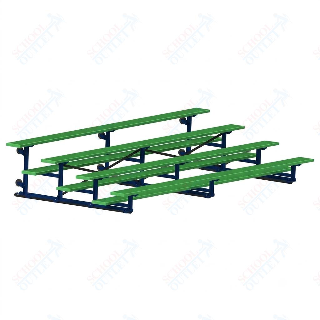 Jaypro Sports Bleacher - 4 Row - Tip & Roll, Single Foot Plank, Powder Coated - 15' L (BLCH-4TRGPC) - SchoolOutlet