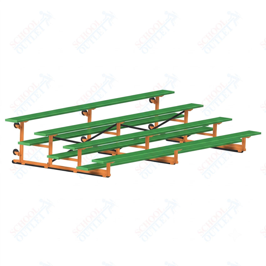 Jaypro Sports Bleacher - 4 Row - Tip & Roll, Single Foot Plank, Powder Coated - 15' L (BLCH-4TRGPC) - SchoolOutlet