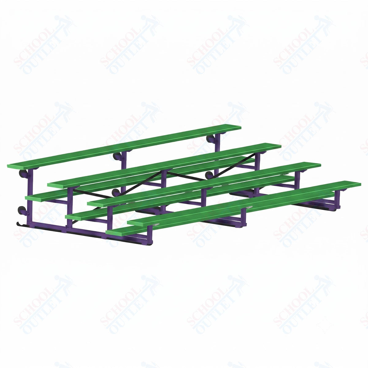 Jaypro Sports Bleacher - 4 Row - Tip & Roll, Single Foot Plank, Powder Coated - 15' L (BLCH-4TRGPC) - SchoolOutlet