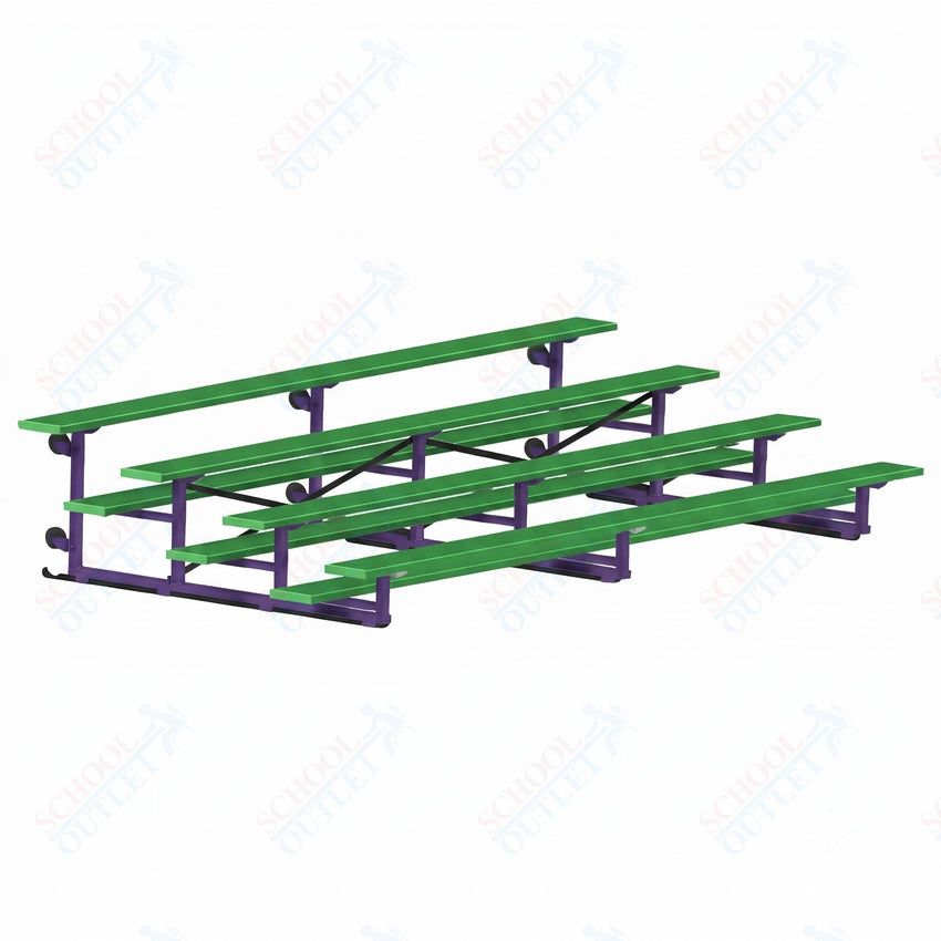 Jaypro Sports Bleacher - 4 Row - Tip & Roll, Single Foot Plank, Powder Coated - 15' L (BLCH-4TRGPC) - SchoolOutlet