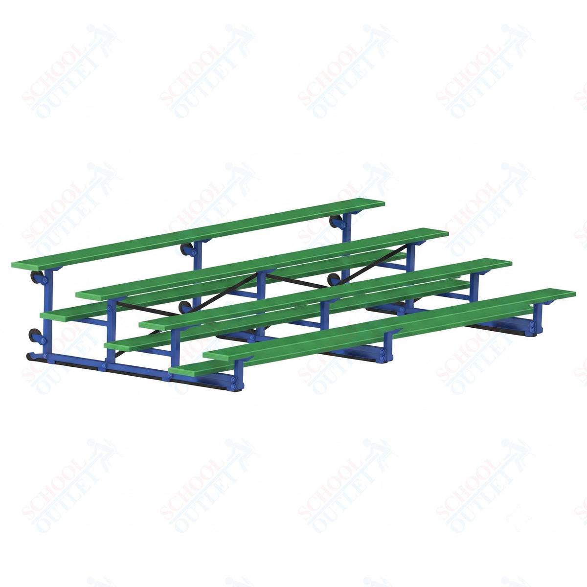 Jaypro Sports Bleacher - 4 Row - Tip & Roll, Single Foot Plank, Powder Coated - 15' L (BLCH-4TRGPC) - SchoolOutlet