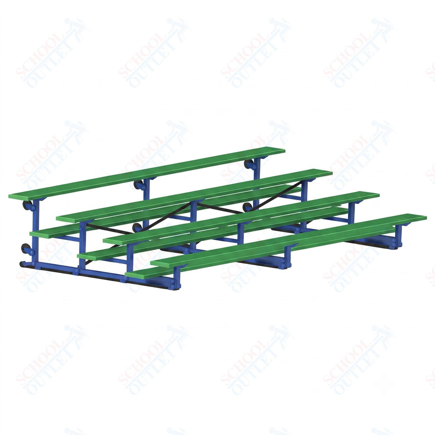 Jaypro Sports Bleacher - 4 Row - Tip & Roll, Single Foot Plank, Powder Coated - 15' L (BLCH-4TRGPC) - SchoolOutlet