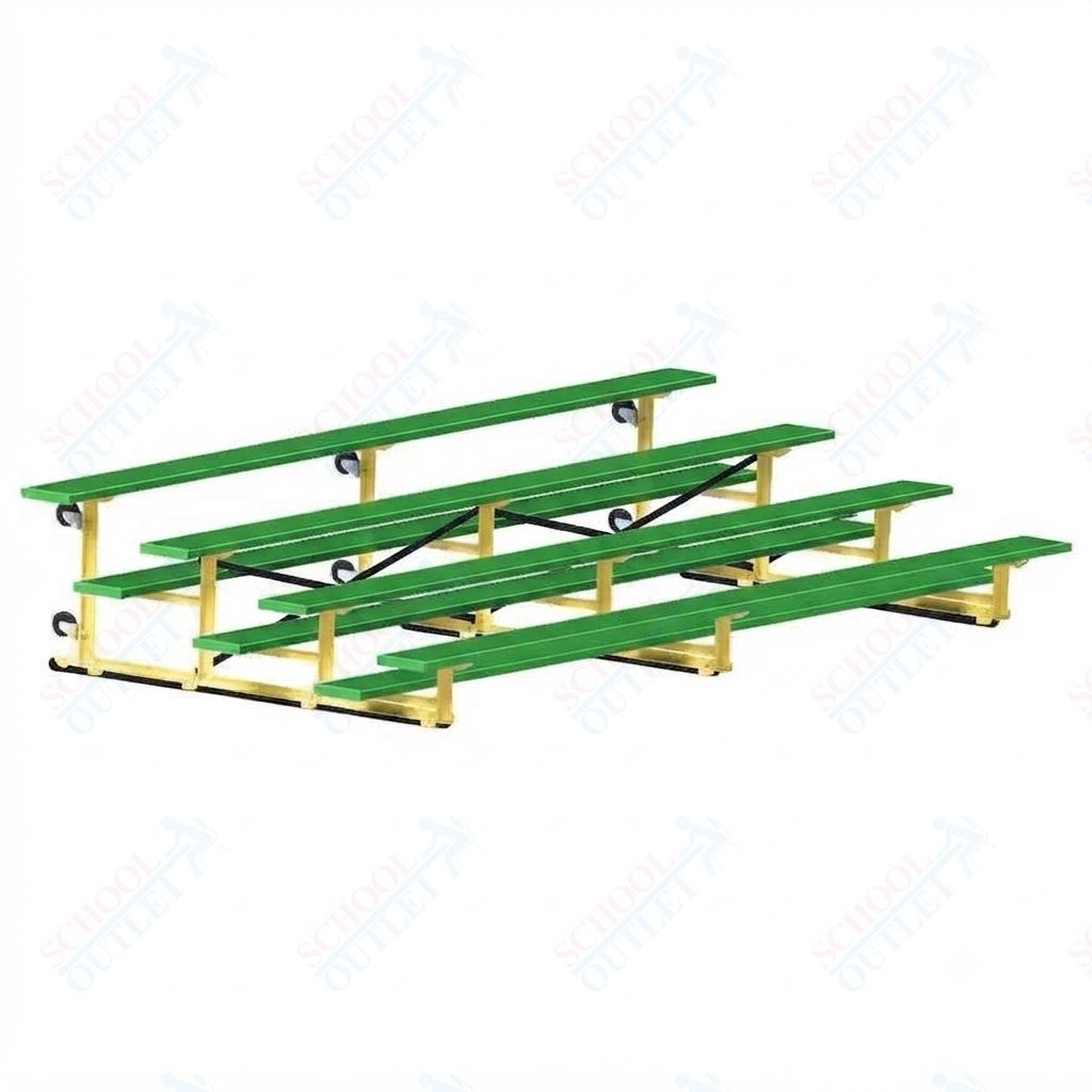 Jaypro Sports Bleacher - 4 Row - Tip & Roll, Single Foot Plank, Powder Coated - 15' L (BLCH-4TRGPC) - SchoolOutlet