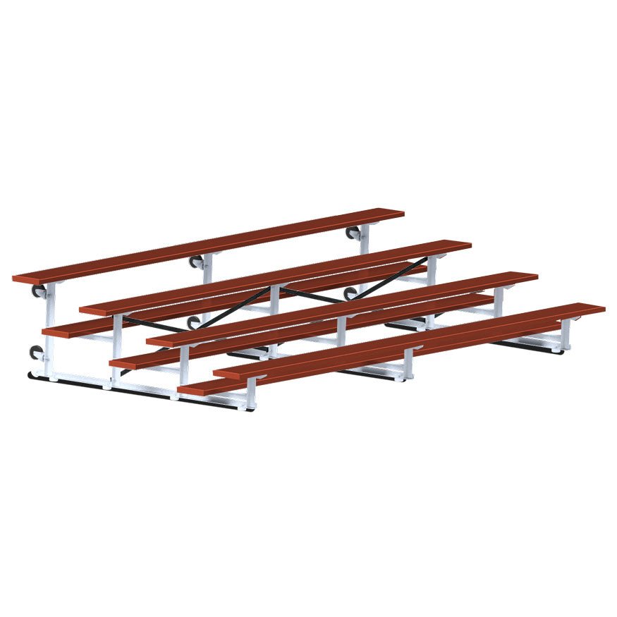Jaypro Sports Bleacher - 4 Row - Tip & Roll, Single Foot Plank, Powder Coated - 15' L (BLCH-4TRGPC) - SchoolOutlet