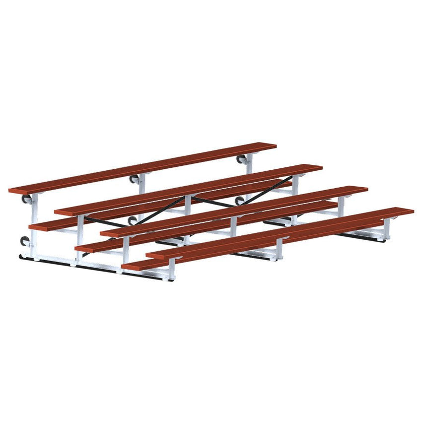 Jaypro Sports Bleacher - 4 Row - Tip & Roll, Single Foot Plank, Powder Coated - 15' L (BLCH-4TRGPC) - SchoolOutlet