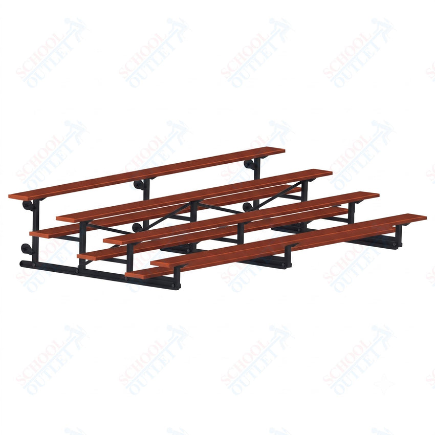 Jaypro Sports Bleacher - 4 Row - Tip & Roll, Single Foot Plank, Powder Coated - 15' L (BLCH-4TRGPC) - SchoolOutlet