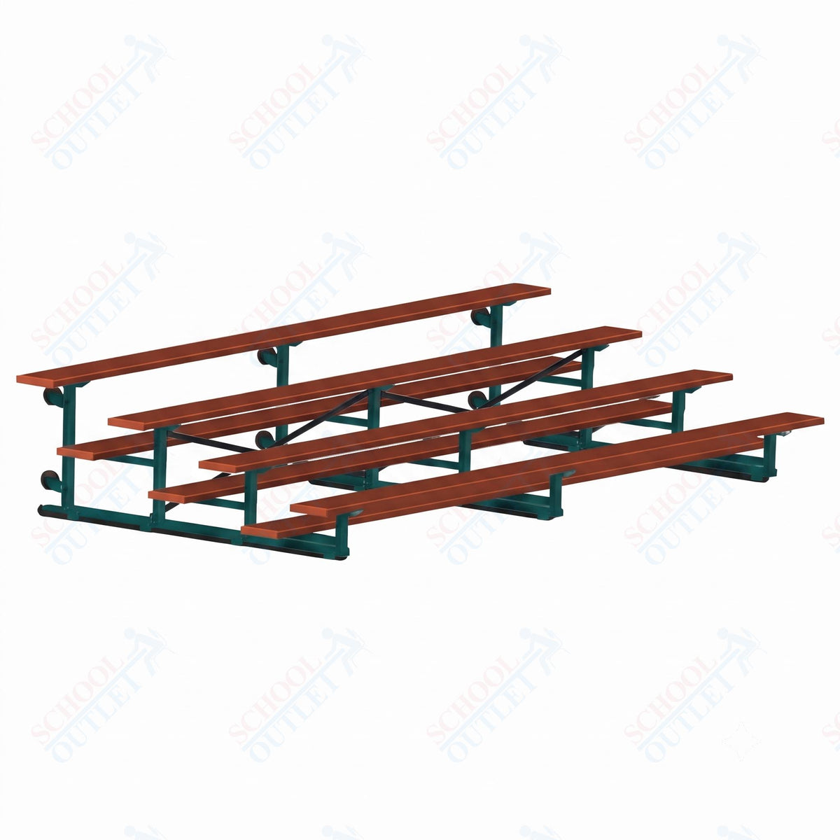 Jaypro Sports Bleacher - 4 Row - Tip & Roll, Single Foot Plank, Powder Coated - 15' L (BLCH-4TRGPC) - SchoolOutlet