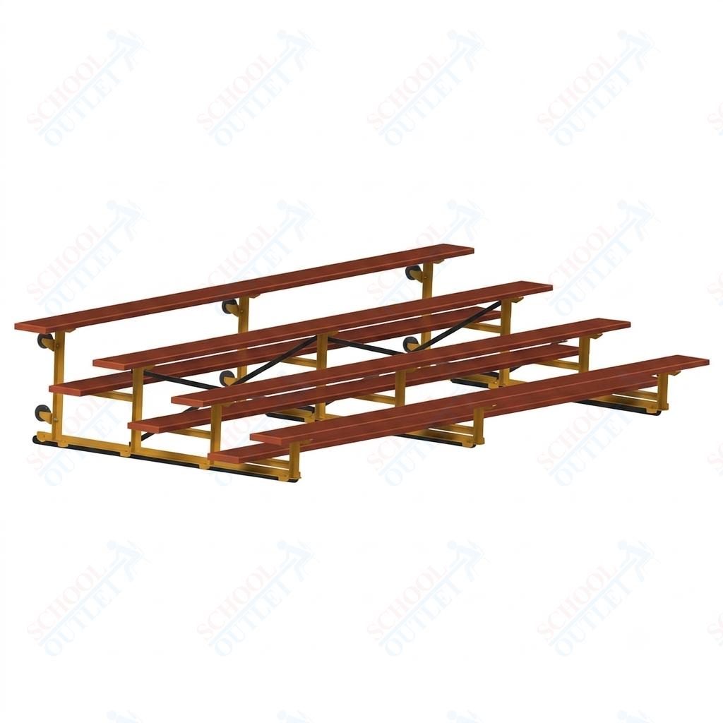 Jaypro Sports Bleacher - 4 Row - Tip & Roll, Single Foot Plank, Powder Coated - 15' L (BLCH-4TRGPC) - SchoolOutlet